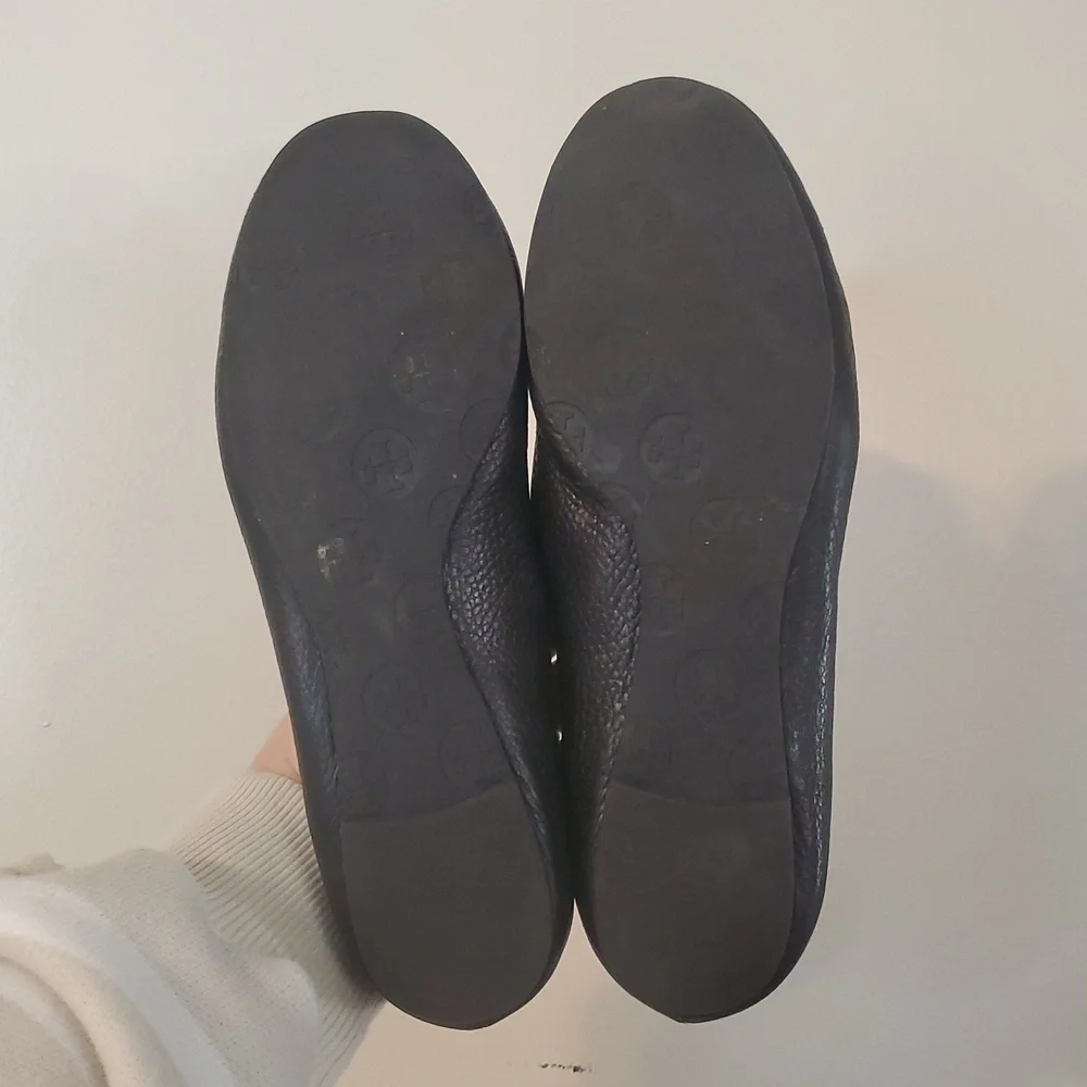 Tory Burch Black Leather Ballet Flats Size 8 Minimalist Preppy Office Attire - Picture 16 of 16